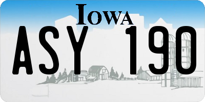 IA license plate ASY190