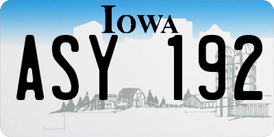 IA license plate ASY192