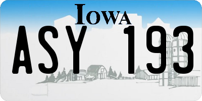 IA license plate ASY193