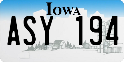 IA license plate ASY194