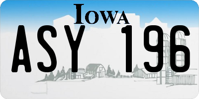 IA license plate ASY196