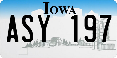 IA license plate ASY197