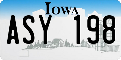 IA license plate ASY198