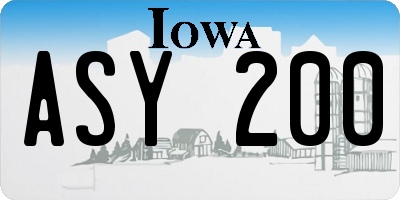 IA license plate ASY200
