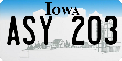 IA license plate ASY203
