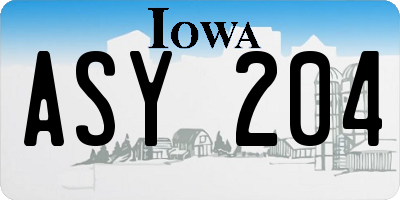 IA license plate ASY204