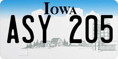 IA license plate ASY205