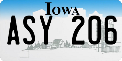 IA license plate ASY206