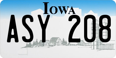 IA license plate ASY208
