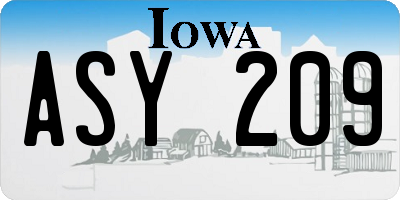 IA license plate ASY209