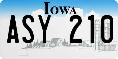 IA license plate ASY210