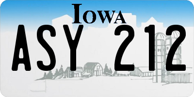 IA license plate ASY212