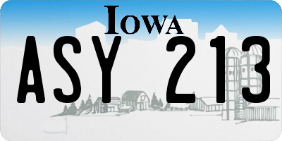 IA license plate ASY213