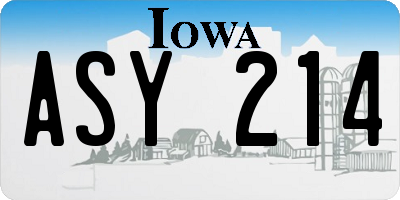 IA license plate ASY214