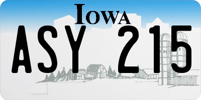 IA license plate ASY215