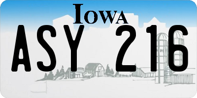 IA license plate ASY216