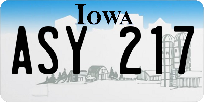 IA license plate ASY217