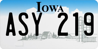 IA license plate ASY219