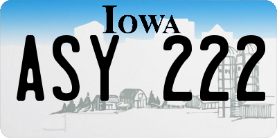 IA license plate ASY222