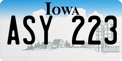IA license plate ASY223