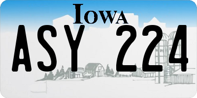 IA license plate ASY224