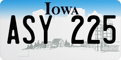 IA license plate ASY225