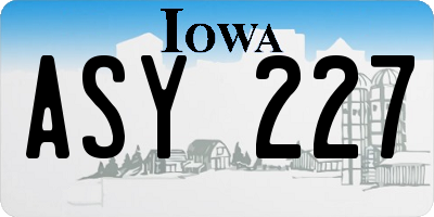 IA license plate ASY227