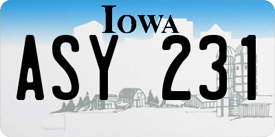 IA license plate ASY231