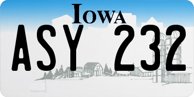 IA license plate ASY232