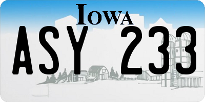 IA license plate ASY233