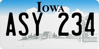 IA license plate ASY234