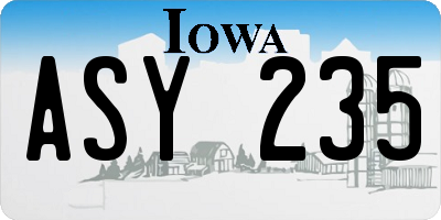 IA license plate ASY235