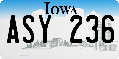 IA license plate ASY236
