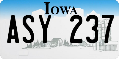 IA license plate ASY237