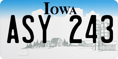 IA license plate ASY243