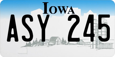 IA license plate ASY245
