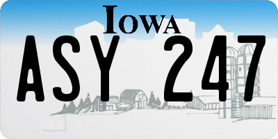 IA license plate ASY247