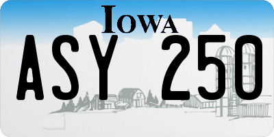 IA license plate ASY250