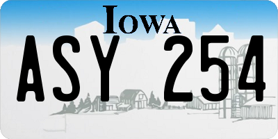 IA license plate ASY254
