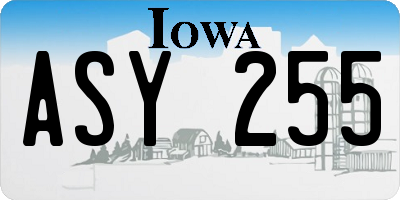 IA license plate ASY255