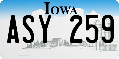 IA license plate ASY259