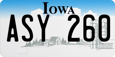 IA license plate ASY260