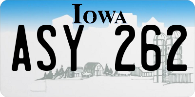 IA license plate ASY262
