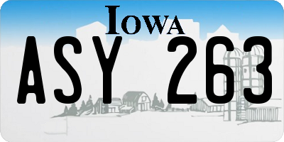 IA license plate ASY263