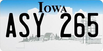 IA license plate ASY265