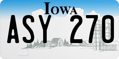IA license plate ASY270
