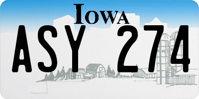 IA license plate ASY274