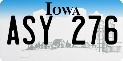 IA license plate ASY276