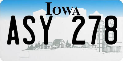 IA license plate ASY278