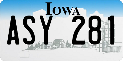 IA license plate ASY281